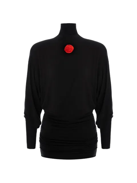 MANURÍ Rossie floral-appliqué mini dress Black MRFW26TLWL9DR03