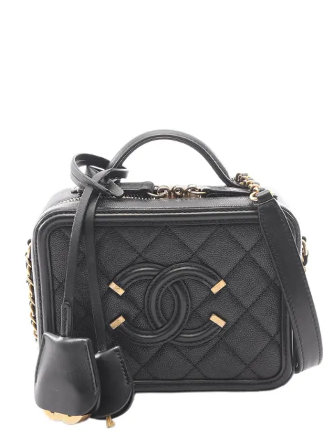 CHANEL Pre-Owned 2018 Small Caviar CC Filigree Vanity Case satchel Black D47BP0S2CHXJM7GC