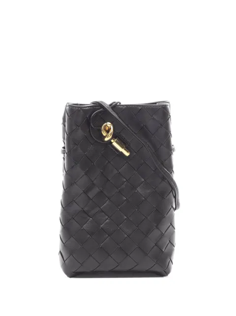 Bottega Veneta Pre-Owned 2012-2026 Lambskin Intrecciato Andiamo Phone Pouch crossbody bag Black 2JBGM2HQBA0HT9PV