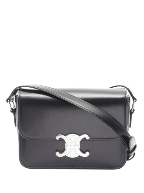 Celine Pre-Owned 2000-2026 Teen Shiny Calfskin Triomphe crossbody bag Black TW6C3DUFL8I2TPUU