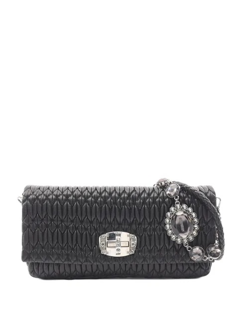 Miu Miu Pre-Owned 2010-2026 Matelasse Nappa Crystal Chain satchel Black NI6M4S7M55B93Z34