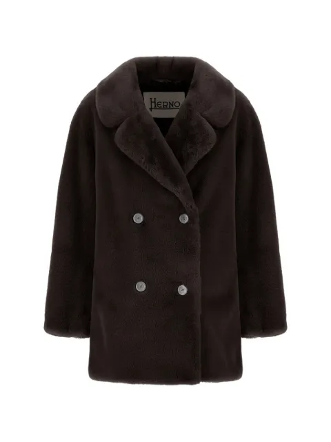 Herno double-breasted faux-fur peacoat Brown GC000581D124228895