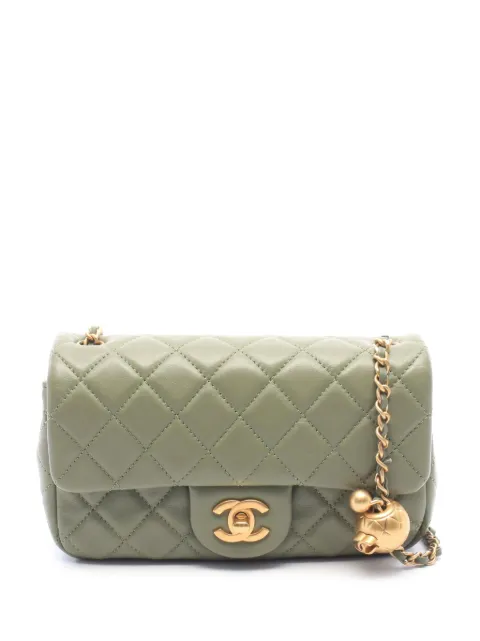 CHANEL Pre-Owned 2021-2026 Mini Rectangular Classic Lambskin Pearl Crush Single Flap crossbody bag Green VSQK84SK8UKGHRH2