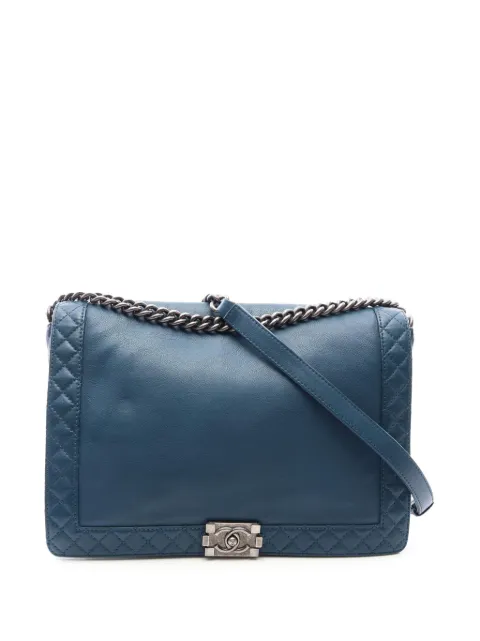 CHANEL Pre-Owned 2013-2014 XL Quilted Calfskin Boy Reverso Flap shoulder bag Blue 72KS4ACBFK32S6TT