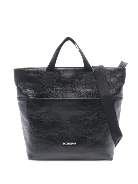 Balenciaga Pre-Owned 2018-2026 Lambskin Explorer Tote satchel Black Y52YGHN7OLPOULZ6