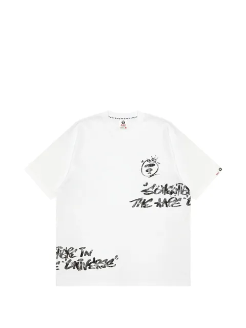 AAPE BY *A BATHING APE® Moonface graffiti-print T-shirt White AAPTEM1976XXR