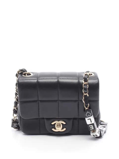 CHANEL Pre-Owned 2021-2026 Mini Quilted Lambskin Resin Crystal Square Monacoco Flap crossbody bag Black JYR5XLG03D2M86L1