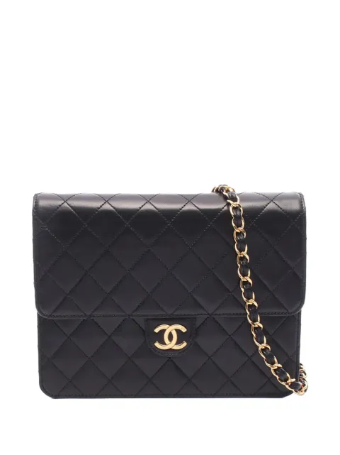 CHANEL Pre-Owned 1997-1999 Medium CC Quilted Lambskin Single Flap shoulder bag Black KQRKG957M4ZHI1YZ