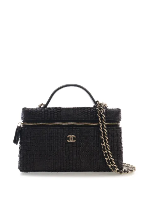 CHANEL Pre-Owned 2021-2026 CC Raffia Slim Vanity Top Handle with Chain satchel Black VTRSH7THS9OAR3Q0