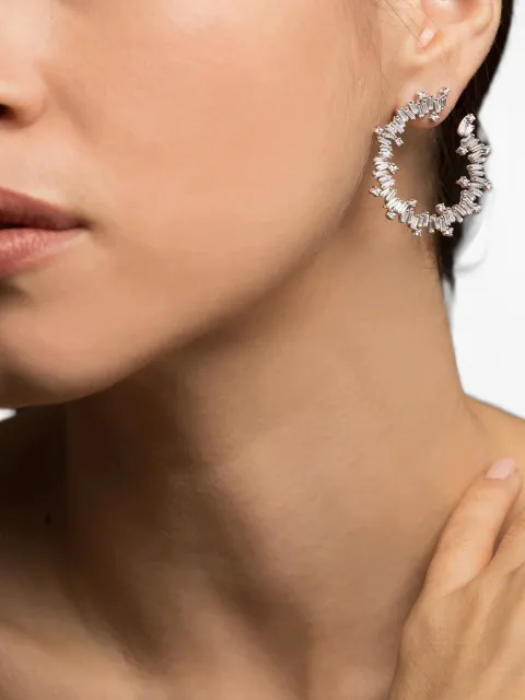 Suzanne Kalan Fireworks diamond spiral-hoop earrings Silver BAE600WG