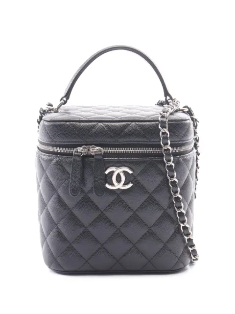CHANEL Pre-Owned 2021-2026 CC Quilted Caviar Top Handle Vanity with Chain satchel Black TQFHSAQVNIV7WNQJ