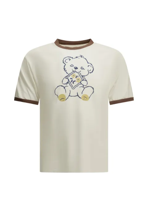 KAPITAL bear-print ringer T-shirt White K2604SC155