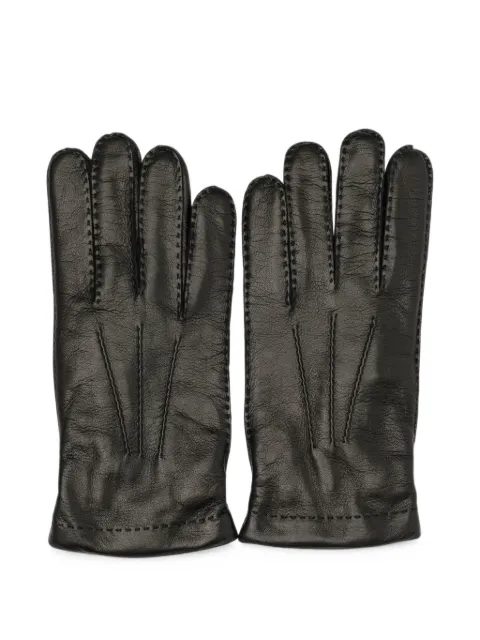 Restelli stitch-detail leather gloves Black 60NERO