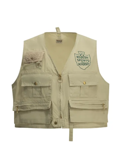 KAPITAL Fishing multi-pocket logo-print vest Neutrals K2603SJ019BEIGE
