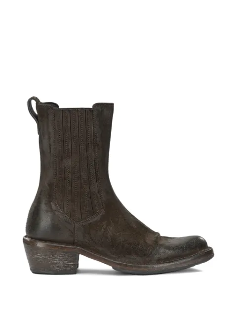 Moma Dallas 50mm distressed-effect panelled ankle boots Brown 74402DALLASCAFFE