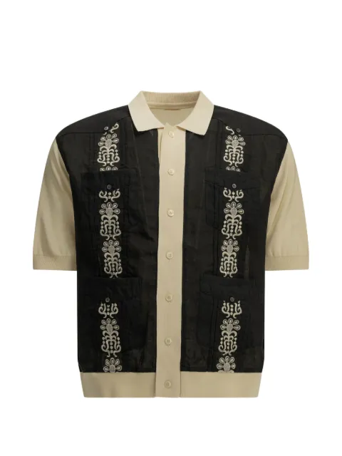 KAPITAL embroidered panelled shirt Neutrals K2604KN149BLACK
