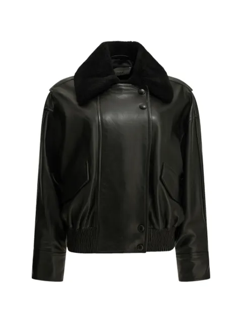 IVY OAK shearling-collar leather coat Black IO118071LAILALANEBK999