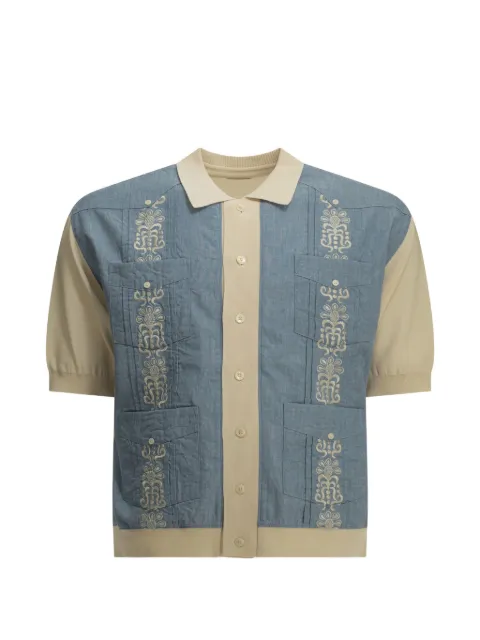 KAPITAL embroidered panelled shirt Blue K2604KN149SAX