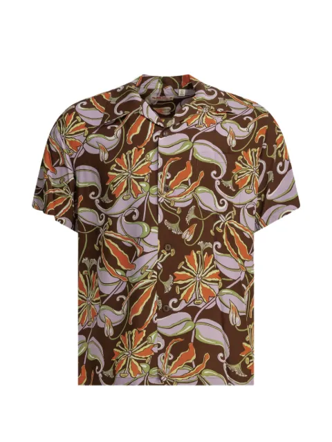 Sun Surf Spider Lily floral-print short-sleeve shirt Brown SS39619