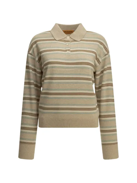 Guest In Residence Collegiate striped polo top Neutrals W43810JLSNDCO
