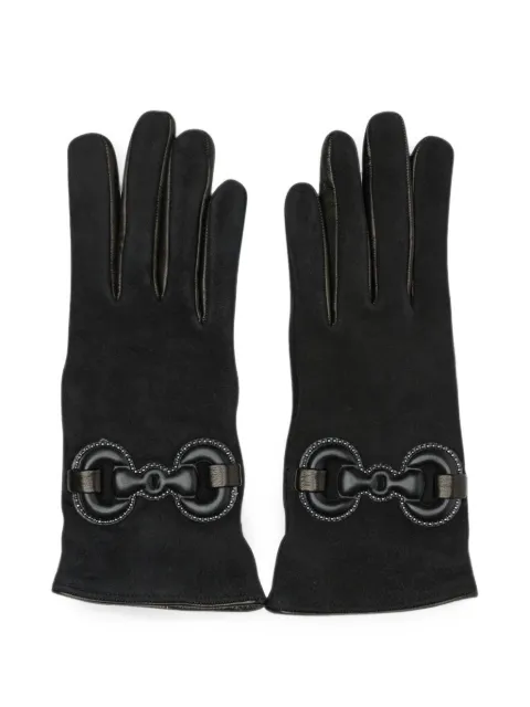 Restelli horsebit-detail suede gloves Black 500