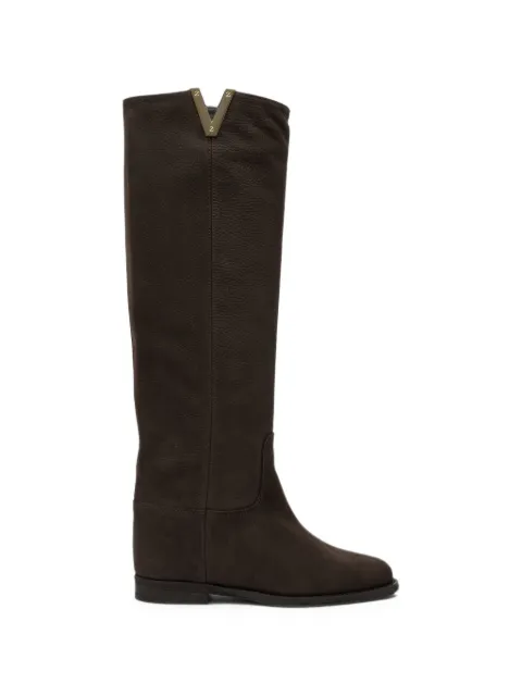 Via Roma 15 logo-plaque leather boots Brown 2568DESIRETMORO