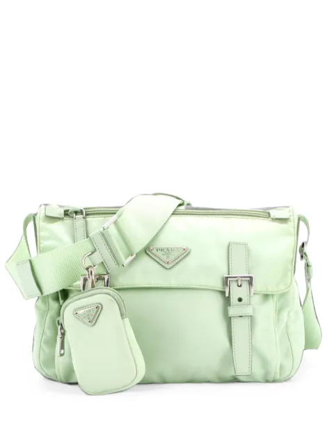 Prada Pre-Owned Double Buckle Flap Messenger Bag Re-Nylon Medium crossbody bag Green GS3XMAR0T4JKDV4E