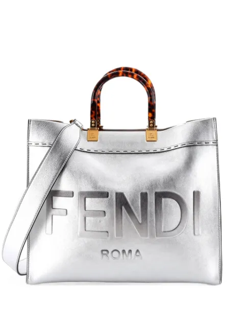 Fendi Pre-Owned Sunshine Shopper Leather Medium tote bag Silver Y2PNQDQ405RUWQ0V