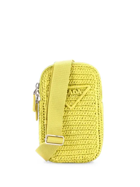 Prada Pre-Owned Zip Phone Holder Raffia crossbody bag Green V6IES7RTPF95MTLB