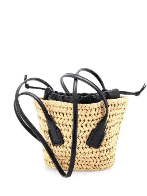 Bottega Veneta Pre-Owned Arco Basket Bag Raffia with Leather Small shoulder bag Black 9VUZNAH30KKTK8HN