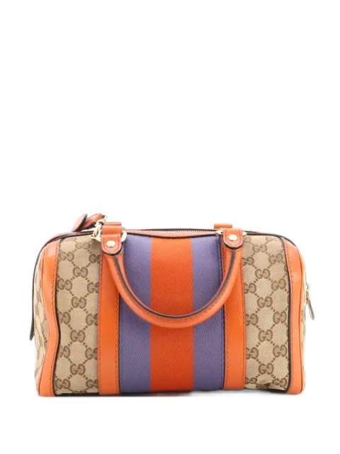 Gucci Pre-Owned Vintage Web Boston Bag GG Canvas Small satchel Brown BC2527WE0OFEYP1C