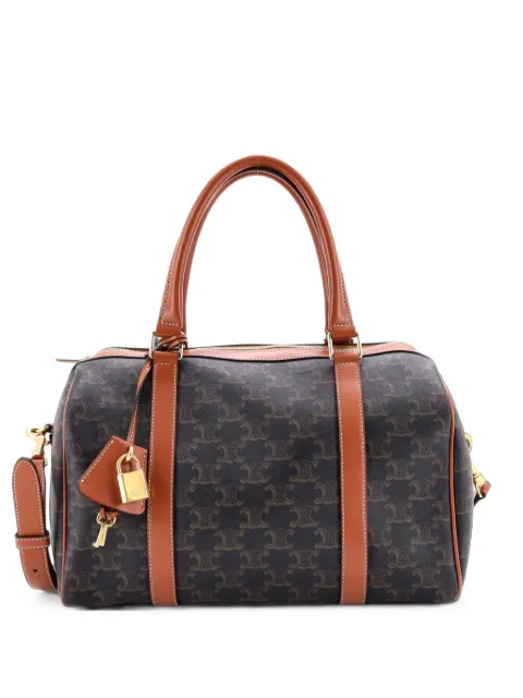 Celine Pre-Owned Boston Bag Triomphe Coated Canvas Large handbag Brown 5MX4CTMUDXRXGED6