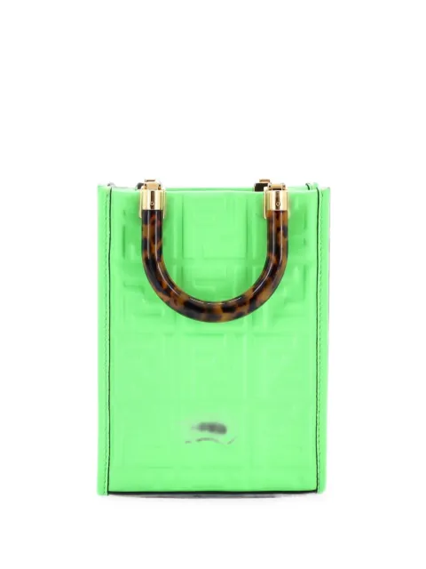 Fendi Pre-Owned Sunshine Shopper Zucca Embossed Leather Mini tote bag Green JXOGG5W5WYBLMW54