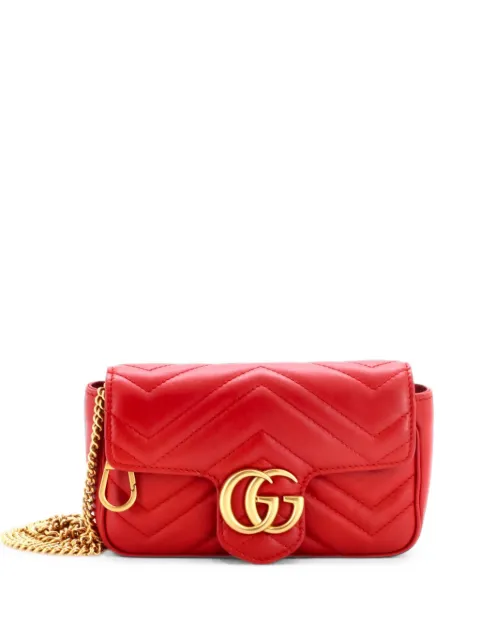 Gucci Pre-Owned GG Marmont Flap Bag Matelasse Leather Super Mini crossbody bag Red OLS2AN0TA2IY5B9X