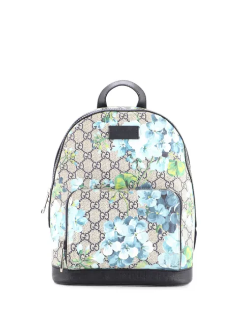 Gucci Pre-Owned Zip Pocket Blooms Print GG Coated Canvas Small backpack Blue QIDVLCDGF05SE9TE