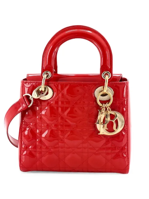 Christian Dior Pre-Owned Lady Dior Bag Cannage Quilt Patent Small satchel Red L9QGCW8CK1PQ64WR