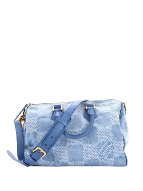 Louis Vuitton Pre-Owned Speedy Bandouliere Bag 3D Damier Giant Denim 30 satchel Blue MZF67CFHZVFEH1D5