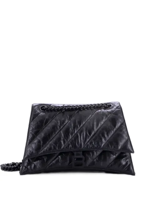 Balenciaga Pre-Owned Crush Chain Flap Bag Quilted Crushed Calfskin Medium shoulder bag Black O94IHD8Q0BLLEFOX