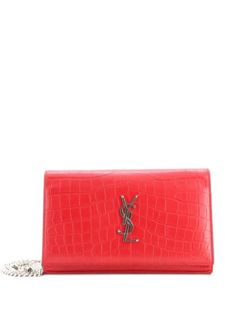 Saint Laurent Pre-Owned Classic Monogram Wallet on Chain Crocodile Embossed Leather Small crossbody bag Red Z6YP48OICBATW1UN