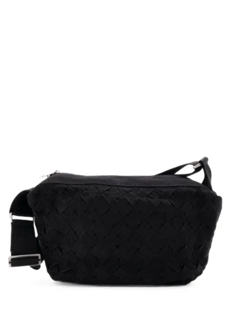 Bottega Veneta Pre-Owned Cassette Zip Maxi Intrecciato Webbed Canvas crossbody bag Black YFSNWNXMLU9X3IS5