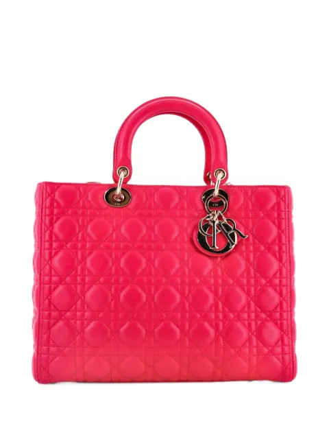 Christian Dior Pre-Owned Lady Dior Bag Cannage Quilt Lambskin Large tote bag Pink HW5MJQKZ2BN3TNVG