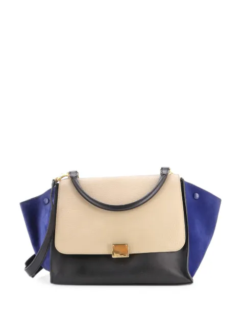 Celine Pre-Owned Tricolor Trapeze Bag Leather Medium satchel Black YZ7MGA88SM8DC2JX