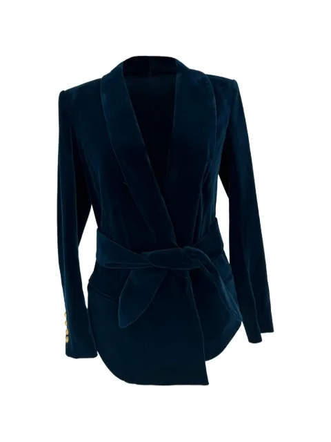 Balmain Pre-Owned belted velvet blazer Blue RFCPUGBCL779725W