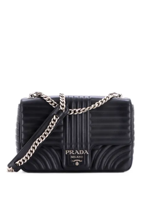 Prada Pre-Owned Chain Flap Diagramme Quilted Leather Large shoulder bag Black DXR84SH1FGRNVLS4