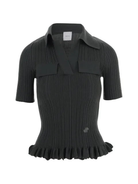 Patou ruffled ribbed sweater Green KN3508095