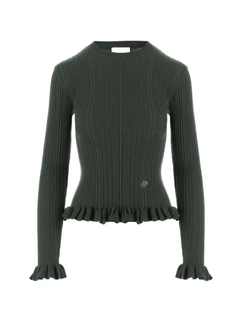 Patou ruffled ribbed sweater Green KN3528095