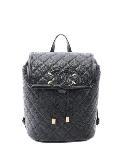 CHANEL Pre-Owned 2018-2019 Caviar CC Filigree backpack Black 1Q2A6859XZQENNSU
