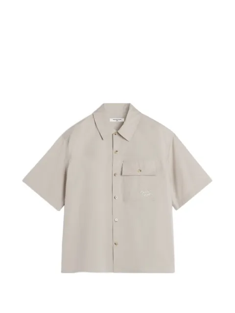 Maison Kitsuné logo-embroidered short-sleeve shirt Neutrals OM00429WW9020