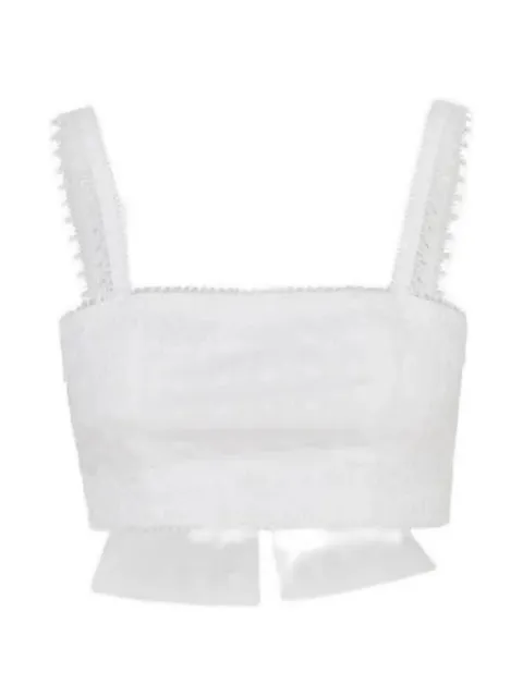 Waimari lace-trim cropped top White T220CTW