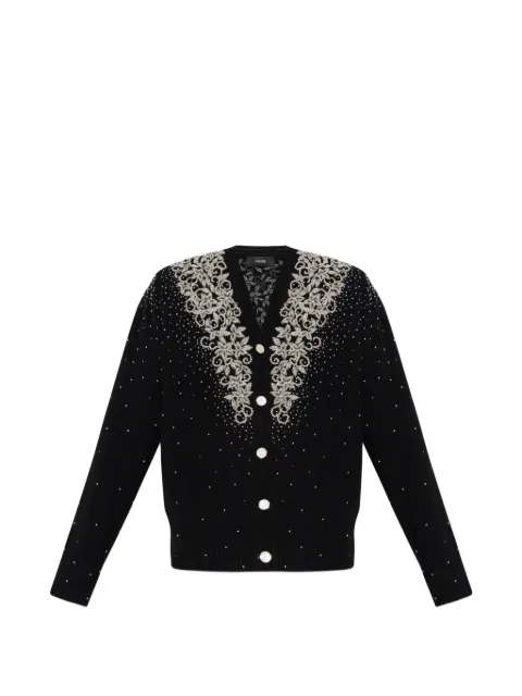 AMIRI beaded floral-embroidered cardigan Black AM426KN010